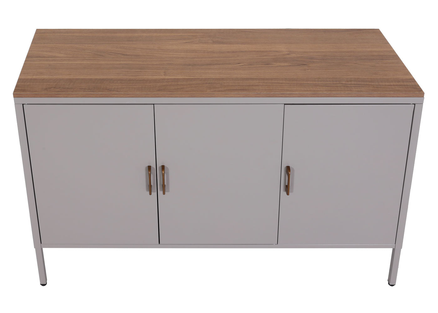 Cosmo Casa - Ladekast - Dressoirkast 3 deuren - Metaal en Melamine - Grijs - 90×120×40 cm