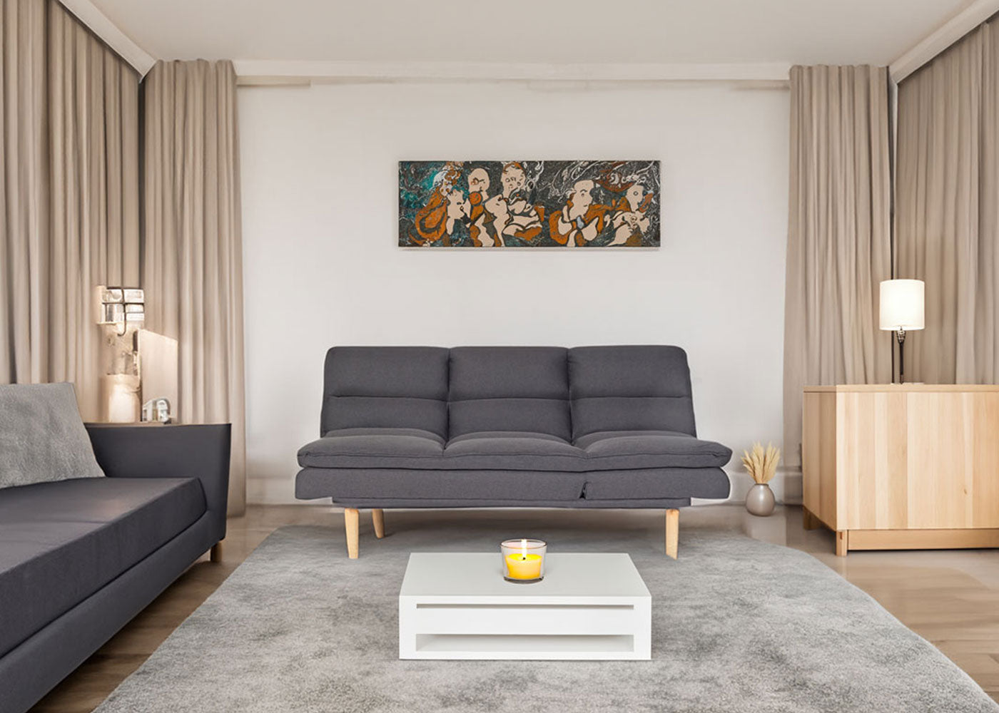 Cosmo Casa - Slaapbank - Logeerbed met Slaapfunctie 180x110cm - Textiel - Bruin