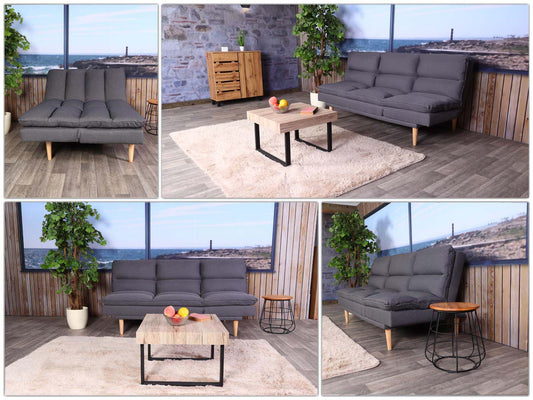 Cosmo Casa - Slaapbank - Logeerbed met Slaapfunctie 180x110cm - Textiel - Donkergrijs