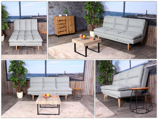 Cosmo Casa - Slaapbank - Logeerbed met Slaapfunctie 180x110cm - Textiel - Mintgrijs