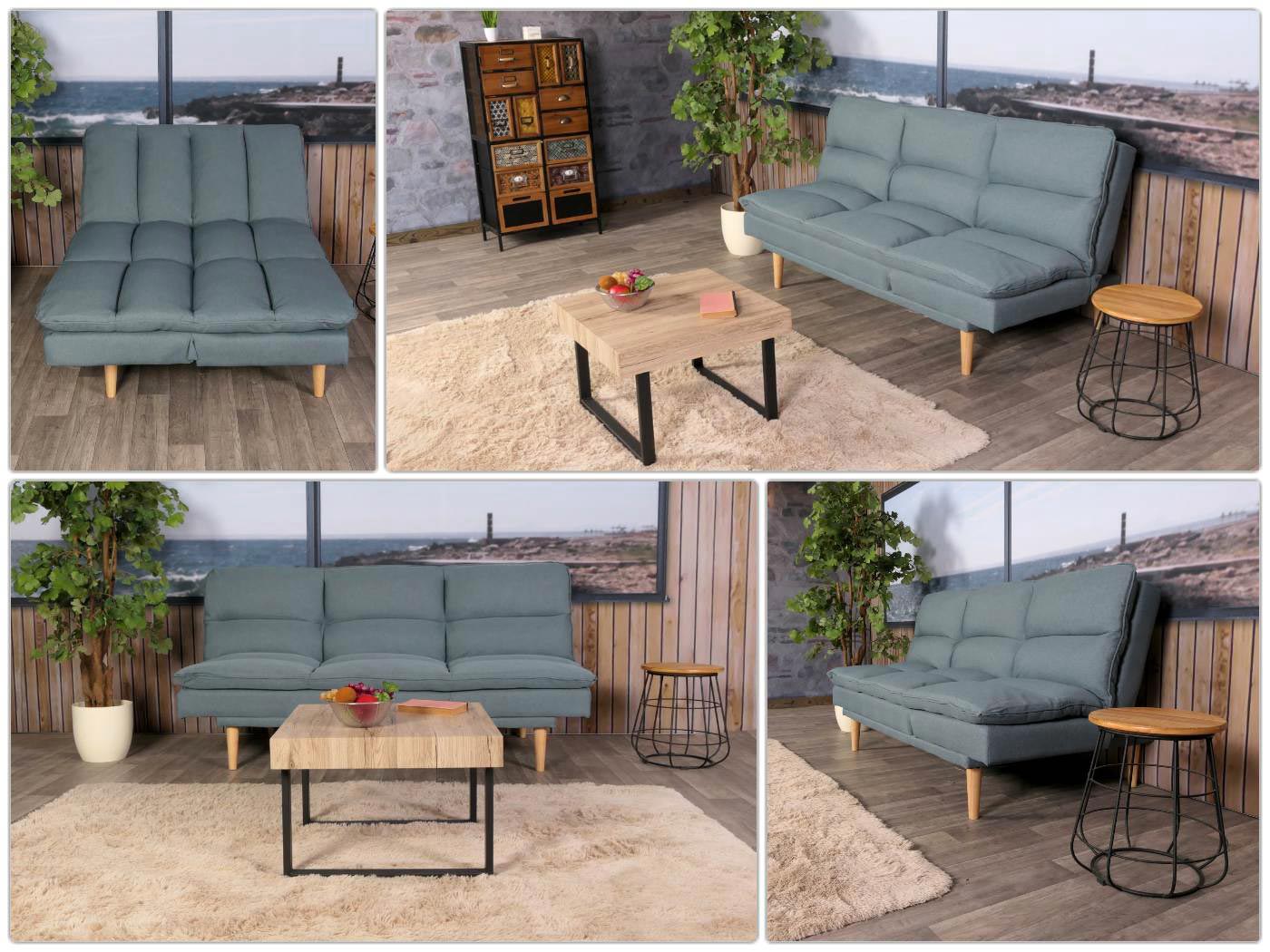 Cosmo Casa - Slaapbank - Logeerbed met Slaapfunctie 180x110cm - Textiel - Blauwgrijs