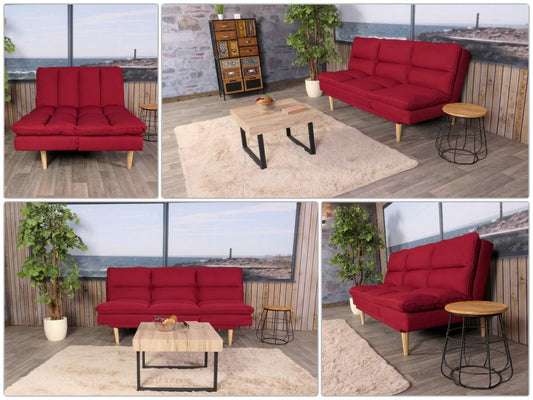 Cosmo Casa - Slaapbank - Logeerbed met Slaapfunctie 180x110cm - Textiel - Bordeaux