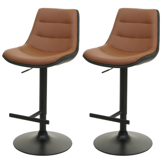 Cosmo Casa - Set van 2 barkrukken - Draaikruk met rugleuning - Kunstleer - Bruin