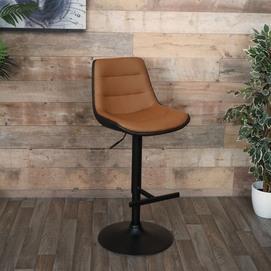 Cosmo Casa - Set van 2 barkrukken - Draaikruk met rugleuning - Kunstleer - Bruin