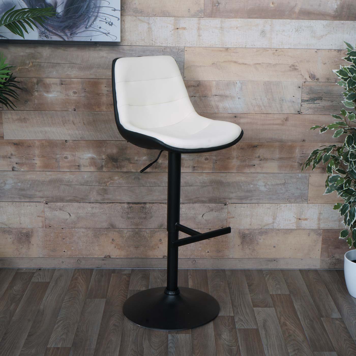 Cosmo Casa - Set van 2 barkrukken - Draaikruk met rugleuning - Kunstleer - Crème-beige