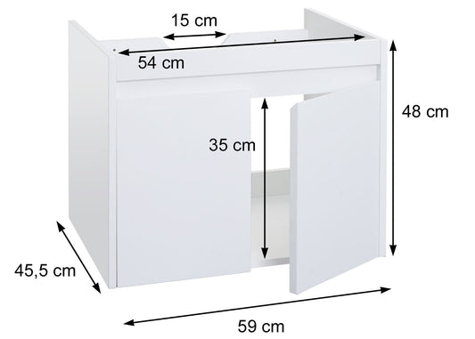 Cosmo Casa - Spoelbakonderkast - Badkamer - Melamine - Wit - 48×59×46 cm