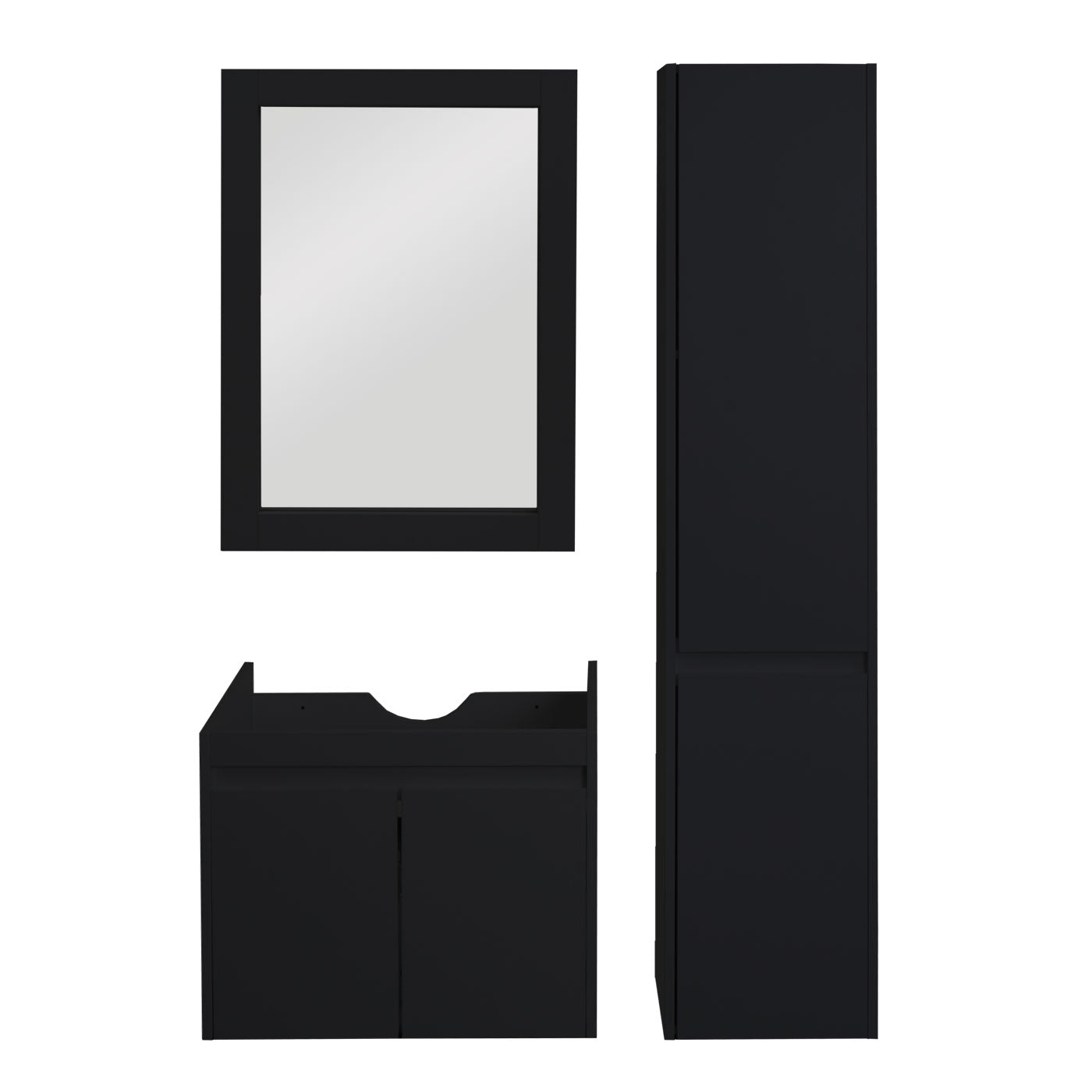 Cosmo Casa - Badkamerset - Wastafel met spiegel en hangkast - Melamine - Zwart