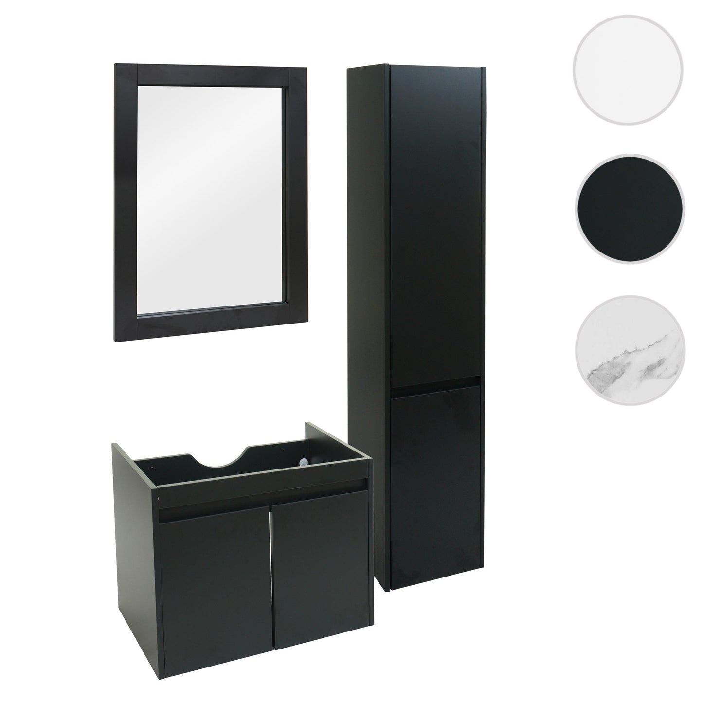 Cosmo Casa - Badkamerset - Wastafel met spiegel en hangkast - Melamine - Zwart