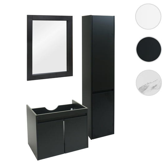 Cosmo Casa - Badkamerset - Wastafel met spiegel en hangkast - Melamine - Zwart