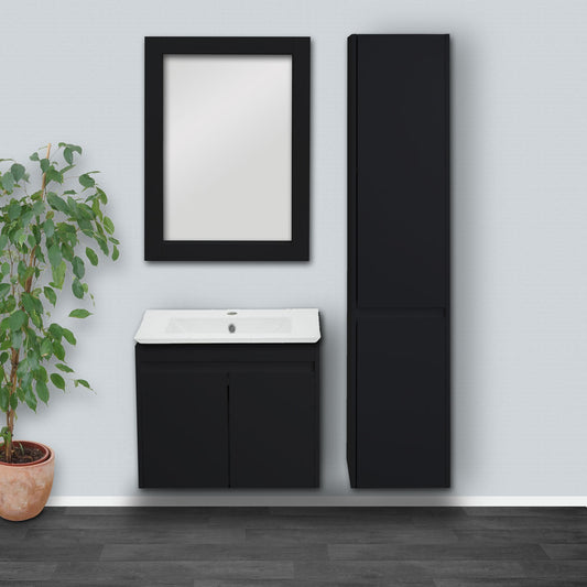 Cosmo Casa - Wandspiegel - Badkamer - MDF en Glas - Zwart - 72×52 cm