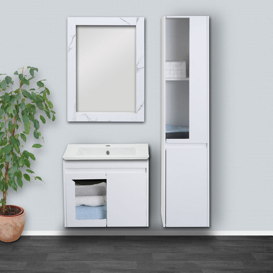 Cosmo Casa - Wandspiegel - Badkamer Spiegel - Badkamermeubel - MvG Gecertificeerd - 72x52cm - Marmerlook - Wit