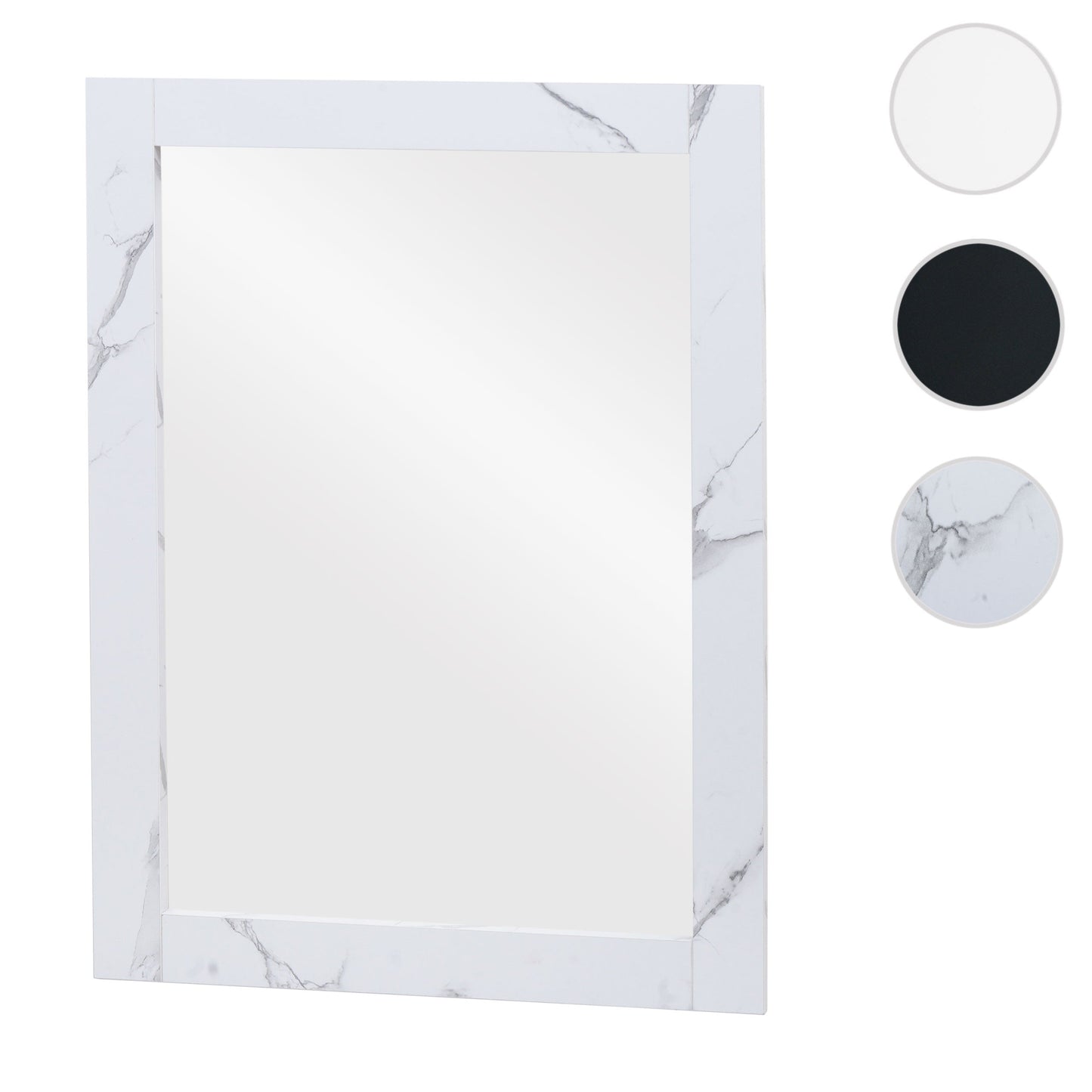 Cosmo Casa - Wandspiegel - Badkamer Spiegel - Badkamermeubel - MvG Gecertificeerd - 72x52cm - Marmerlook - Wit