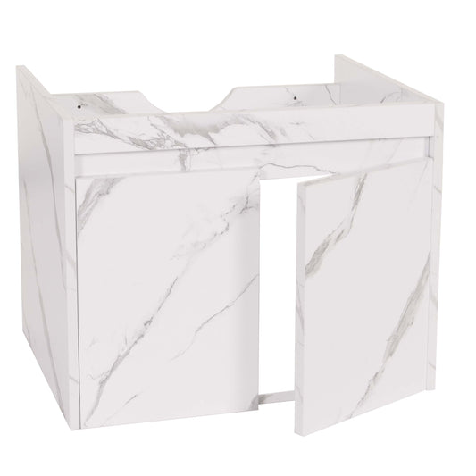 Cosmo Casa - Spoelbakonderkast - Badkamermeubel met 2 Deuren - Melamine - Marmerlook - Wit