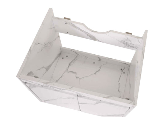 Cosmo Casa - Spoelbakonderkast - Badkamermeubel met 2 Deuren - Melamine - Marmerlook - Wit