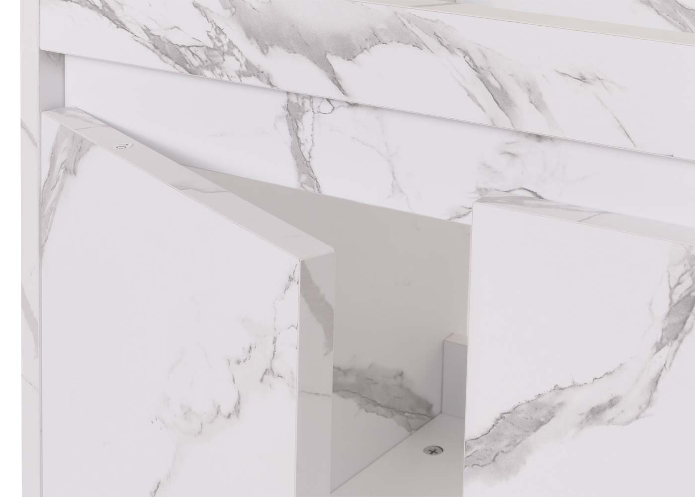 Cosmo Casa - Spoelbakonderkast - Badkamermeubel met 2 Deuren - Melamine - Marmerlook - Wit