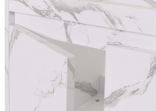 Cosmo Casa - Spoelbakonderkast - Badkamermeubel met 2 Deuren - Melamine - Marmerlook - Wit