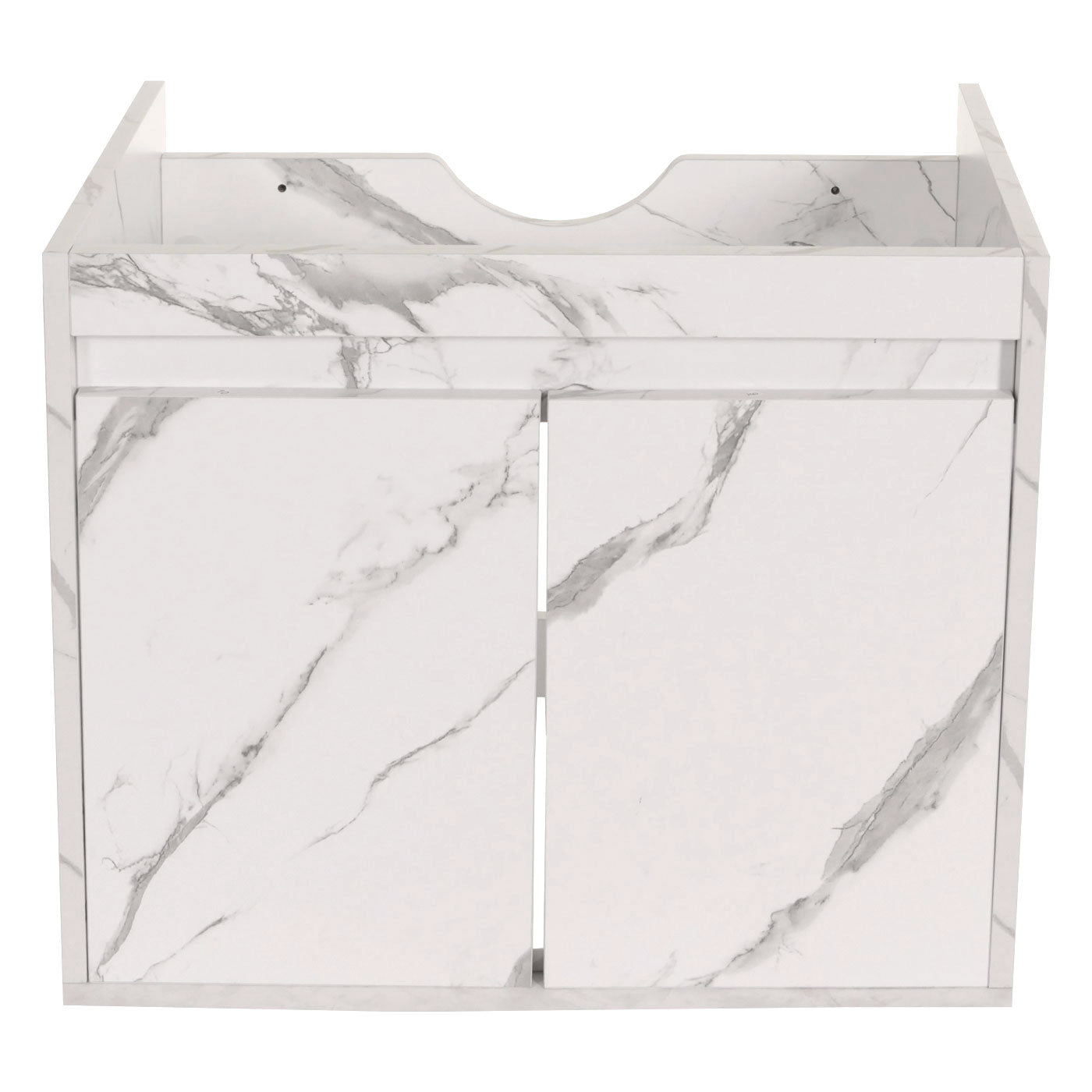 Cosmo Casa - Spoelbakonderkast - Badkamermeubel met 2 Deuren - Melamine - Marmerlook - Wit