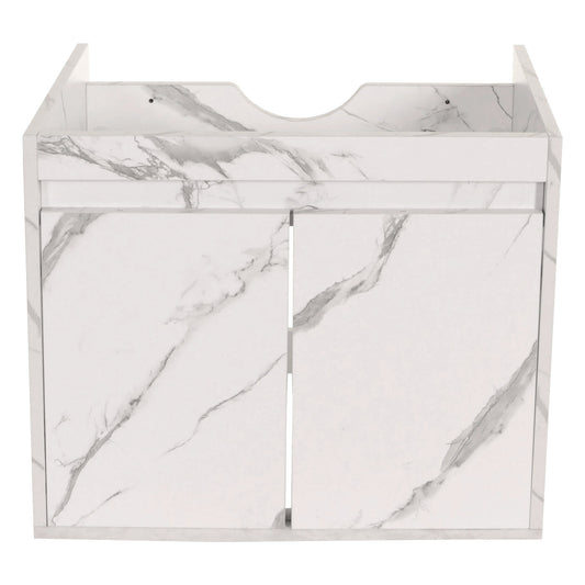 Cosmo Casa - Spoelbakonderkast - Badkamermeubel met 2 Deuren - Melamine - Marmerlook - Wit