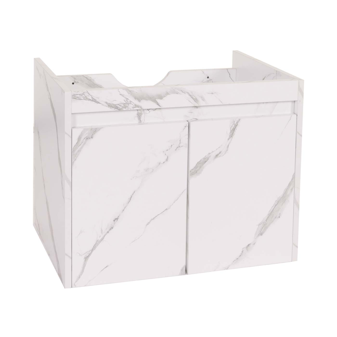 Cosmo Casa - Spoelbakonderkast - Badkamermeubel met 2 Deuren - Melamine - Marmerlook - Wit