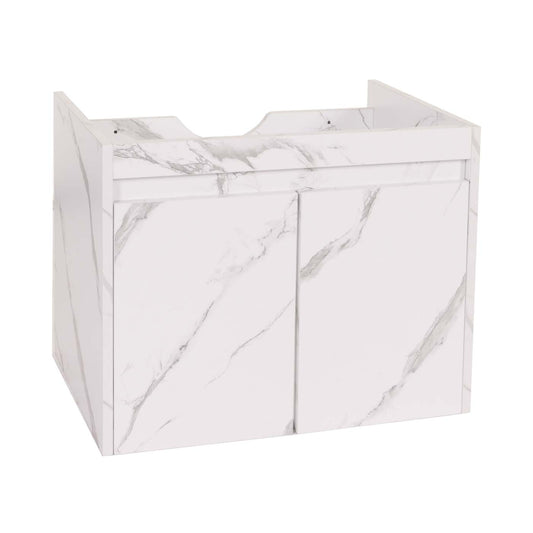 Cosmo Casa - Spoelbakonderkast - Badkamermeubel met 2 Deuren - Melamine - Marmerlook - Wit