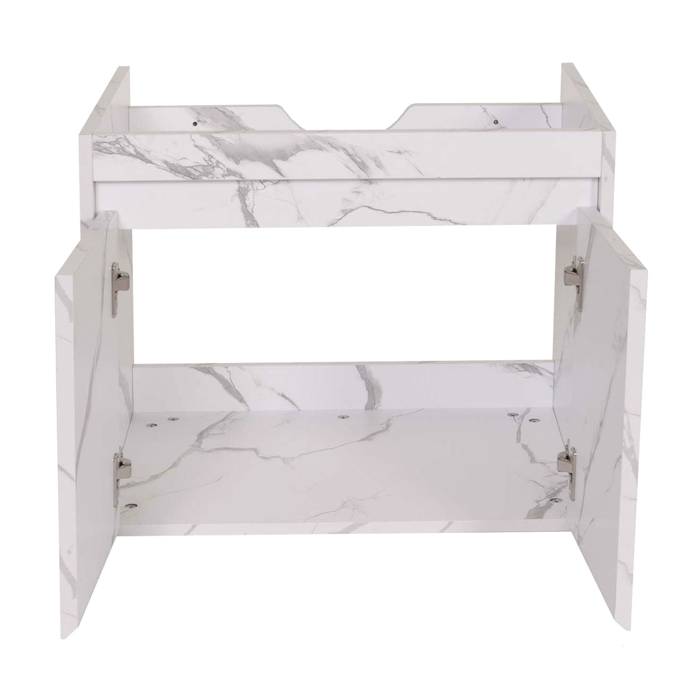 Cosmo Casa - Spoelbakonderkast - Badkamermeubel met 2 Deuren - Melamine - Marmerlook - Wit