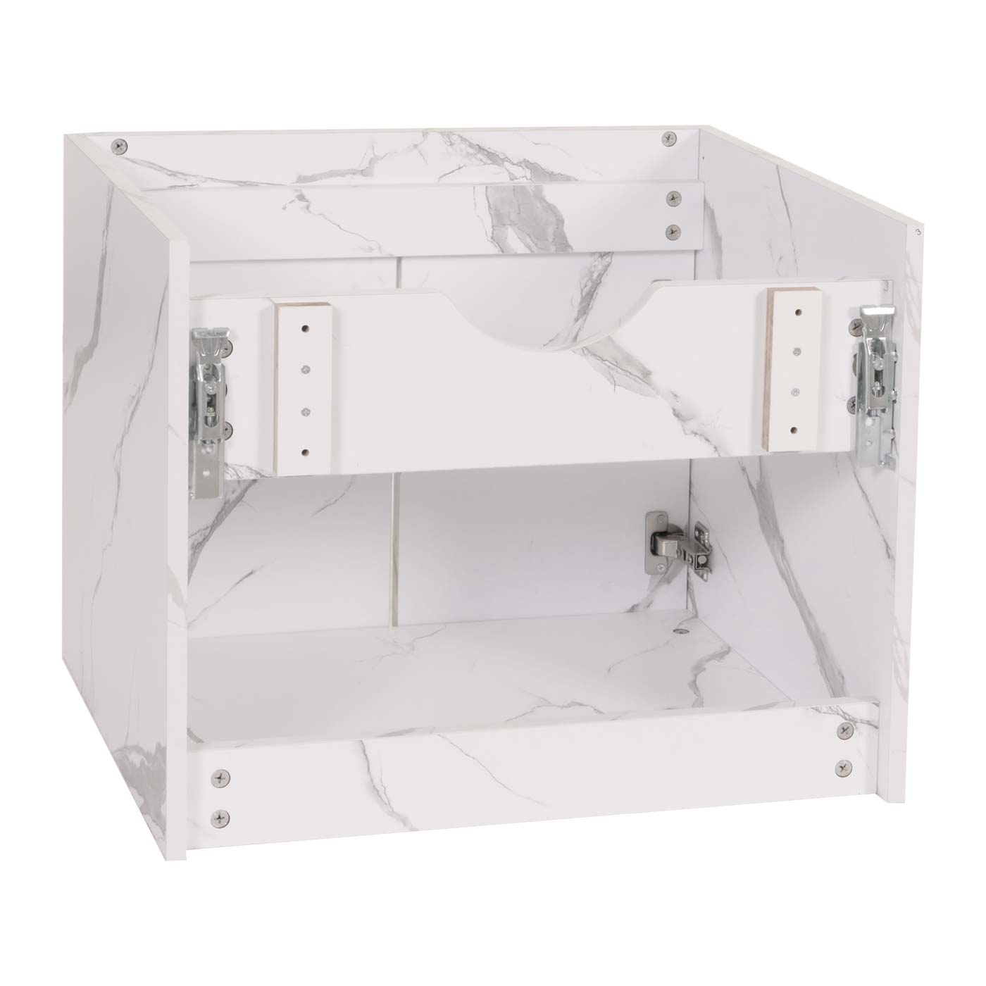 Cosmo Casa - Spoelbakonderkast - Badkamermeubel met 2 Deuren - Melamine - Marmerlook - Wit