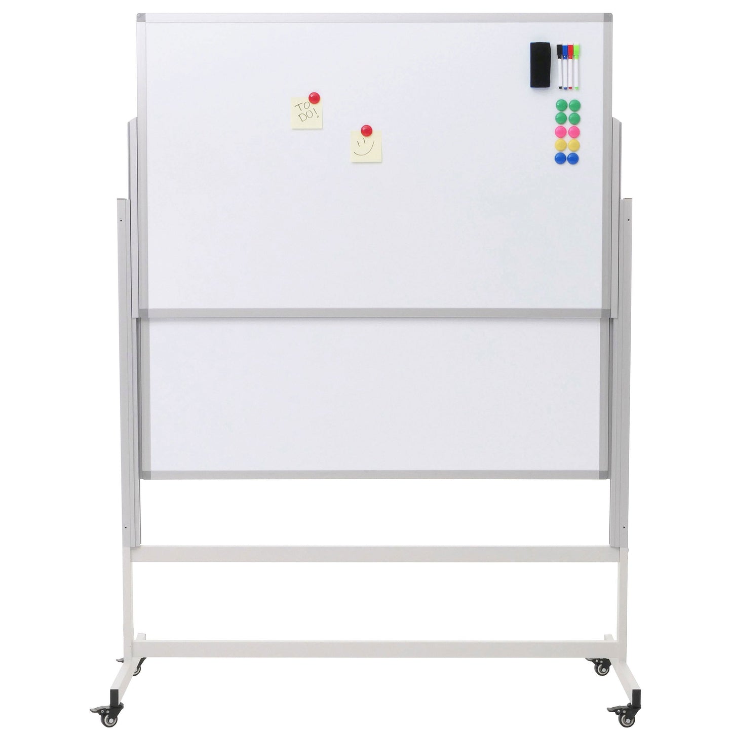 Cosmo Casa - Whiteboard - Magneetbord - Twee Zijdes Beschrijfbaar - In Hoogte Verstelbaar - Oprolbaar - 101x69cm met Accessoires