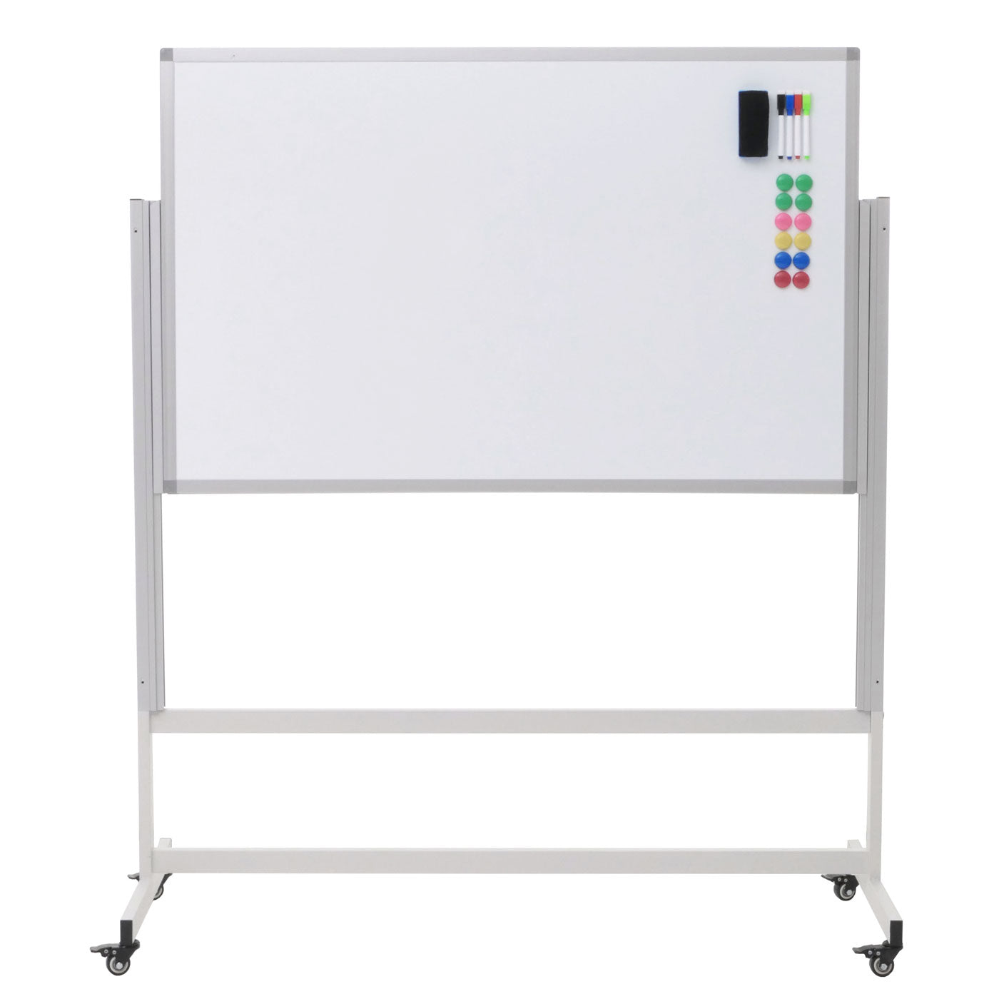 Cosmo Casa - Whiteboard - Magneetbord - Twee Zijdes Beschrijfbaar - In Hoogte Verstelbaar - Oprolbaar - 101x69cm met Accessoires