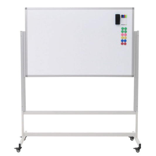 Cosmo Casa - Whiteboard - Magneetbord - Twee Zijdes Beschrijfbaar - In Hoogte Verstelbaar - Oprolbaar - 101x69cm met Accessoires