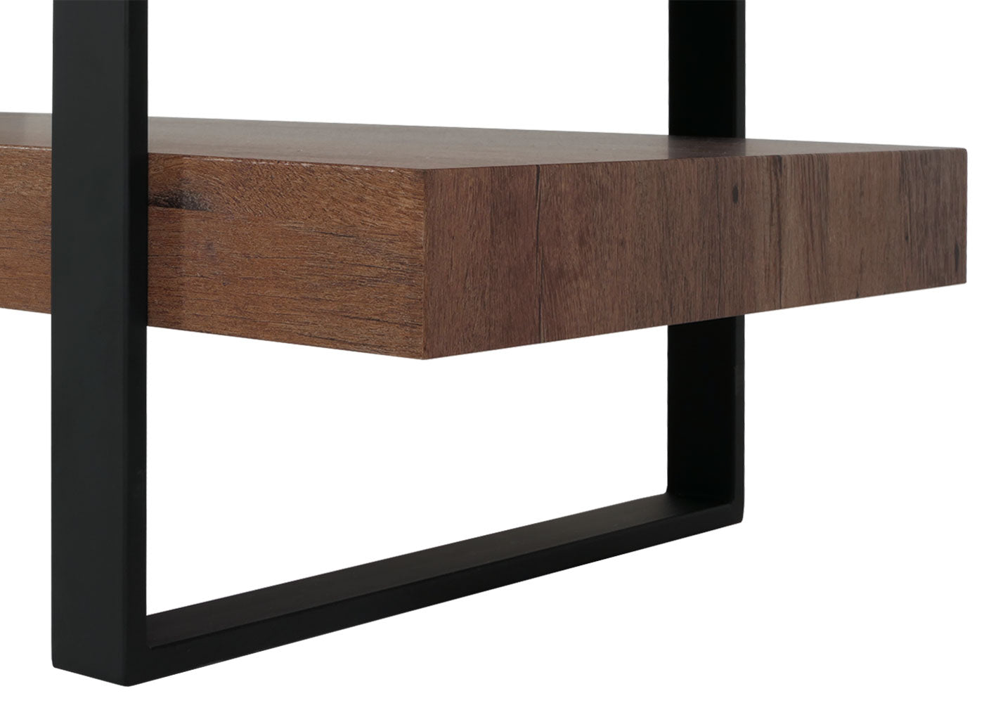 Cosmo Casa - Salontafel - IJzeren Plank - Gesinterde Steen Marmerlook - Zwart en Donkerbruin Hout