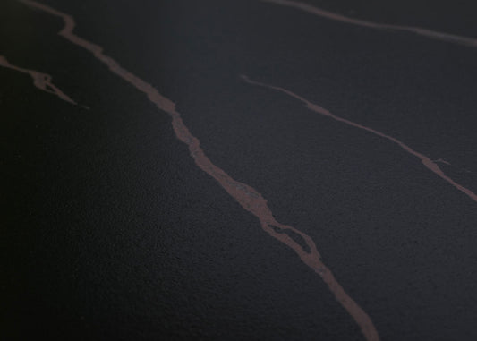 Cosmo Casa - Salontafel - IJzeren Plank - Gesinterde Steen Marmerlook - Zwart en Donkerbruin Hout