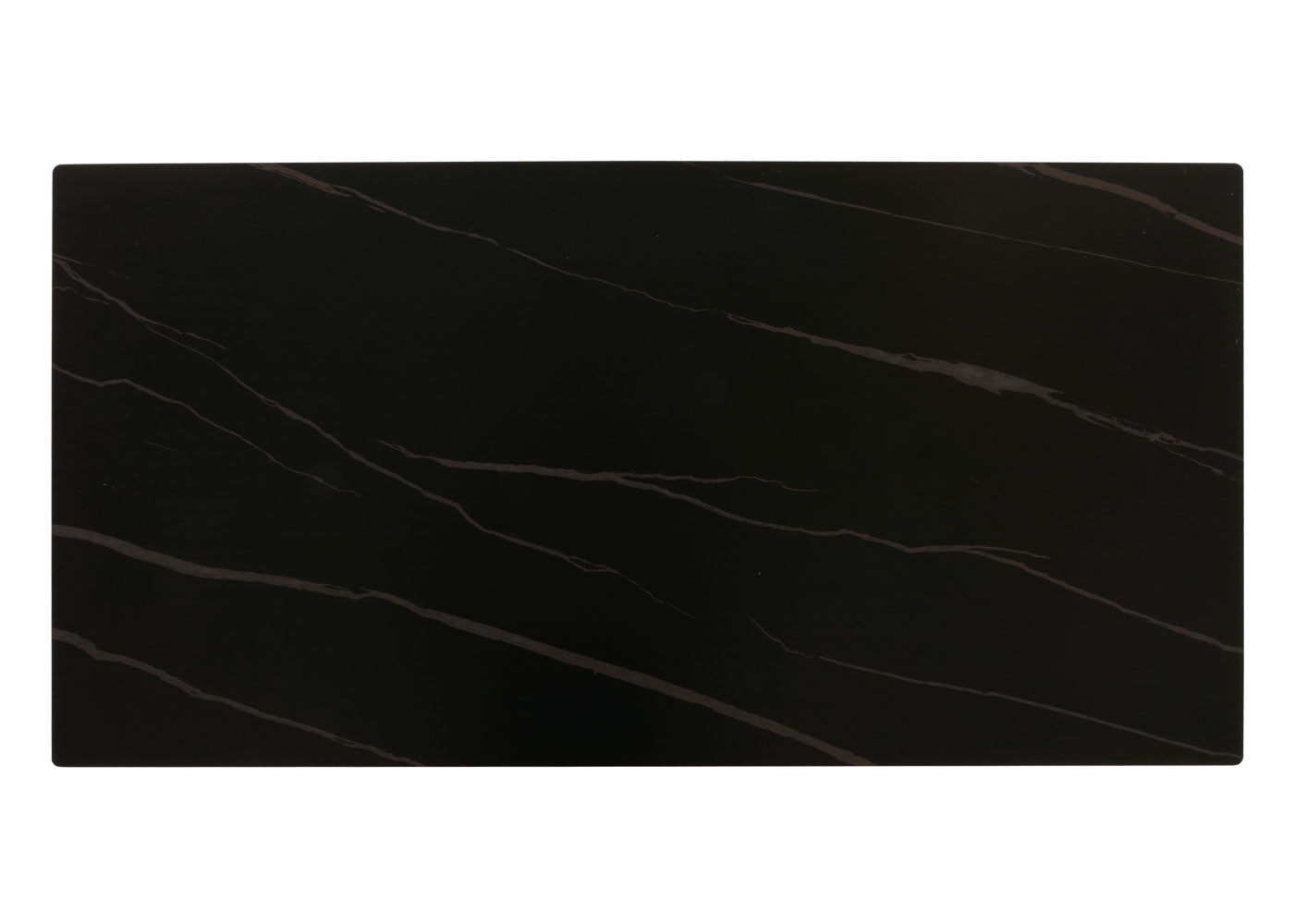 Cosmo Casa - Salontafel - IJzeren Plank - Gesinterde Steen Marmerlook - Zwart en Donkerbruin Hout