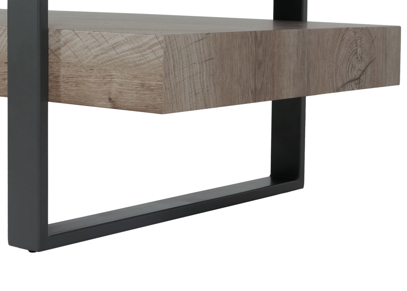 Cosmo Casa - Salontafel - IJzeren Plank - Gesinterde Steen Marmerlook - Grijs en Grijsbruin Hout