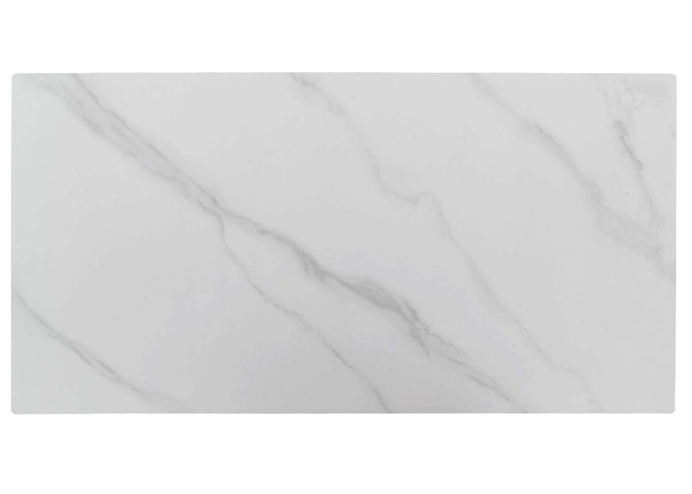 Cosmo Casa - Salontafel - IJzeren Plank - Gesinterde Steen Marmerlook - Wit en Natuurlijk Hout