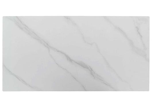 Cosmo Casa - Salontafel - IJzeren Plank - Gesinterde Steen Marmerlook - Wit en Natuurlijk Hout