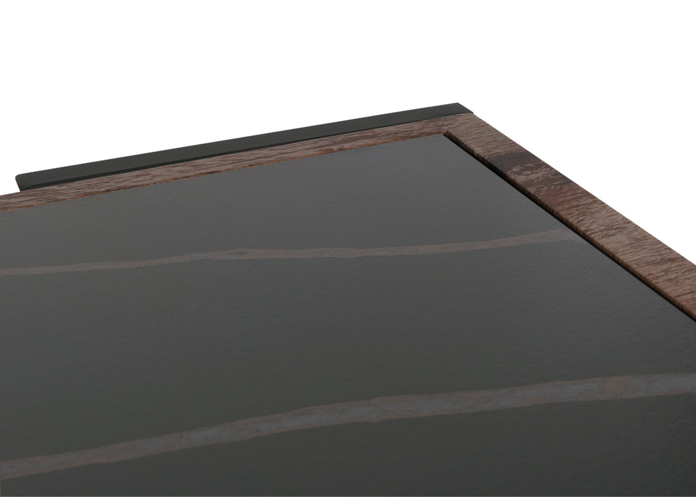 Cosmo Casa - Salontafel - Woonkamertafel - IJzeren Frame - Gesinterde Steen Marmerlook - Zwart en Donkerbruin Hout