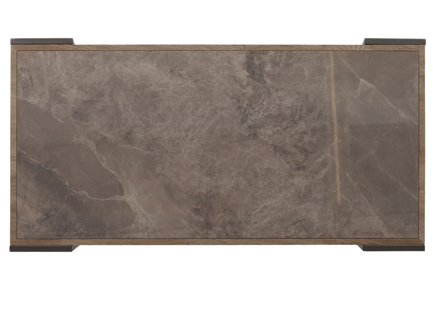 Cosmo Casa - Salontafel - Woonkamertafel - IJzeren Frame - Gesinterde Steen Marmerlook - Grijs en Grijsbruin Hout