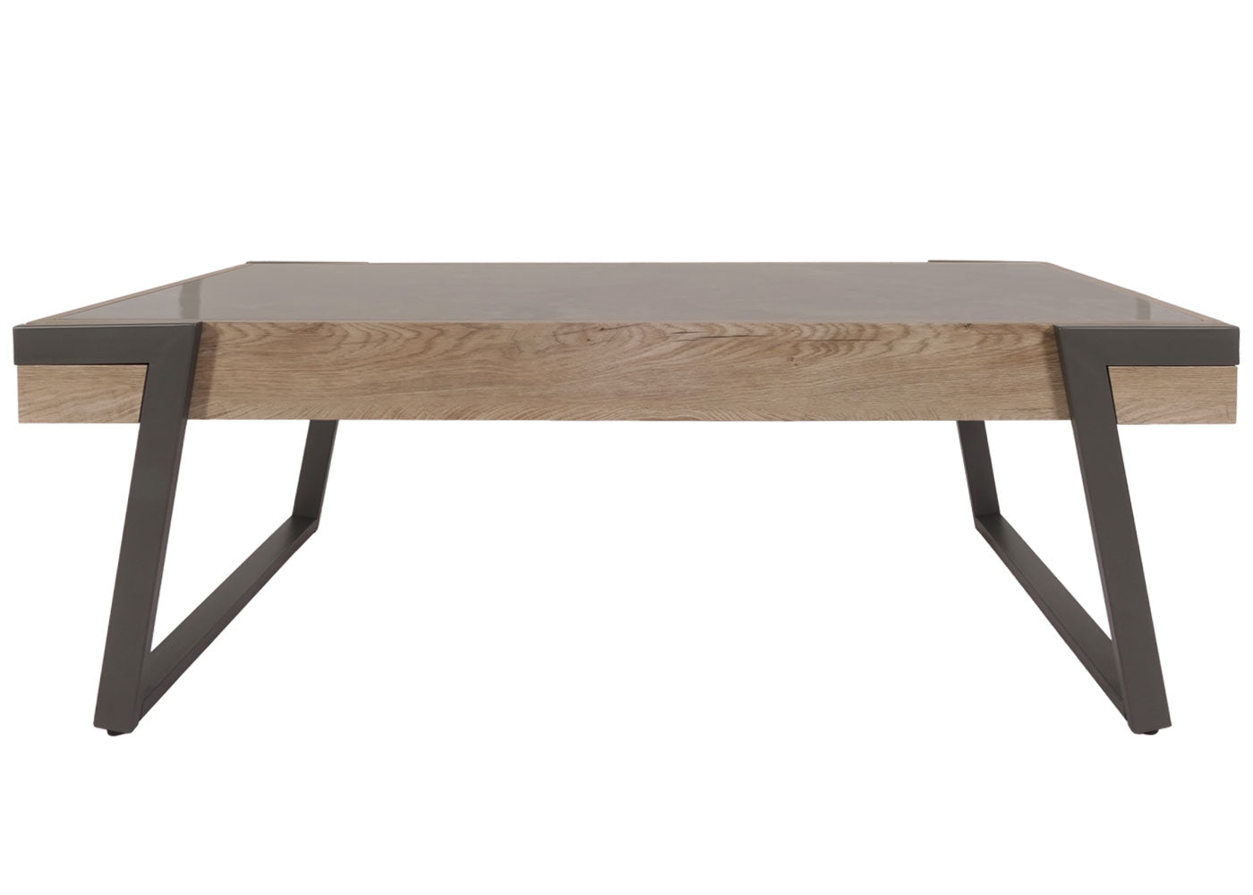 Cosmo Casa - Salontafel - Woonkamertafel - IJzeren Frame - Gesinterde Steen Marmerlook - Grijs en Grijsbruin Hout