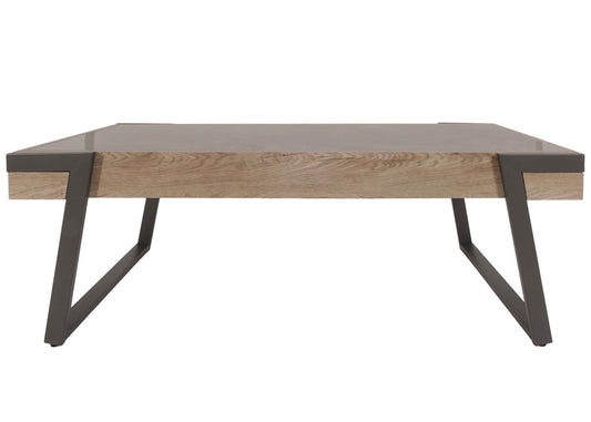 Cosmo Casa - Salontafel - Woonkamertafel - IJzeren Frame - Gesinterde Steen Marmerlook - Grijs en Grijsbruin Hout
