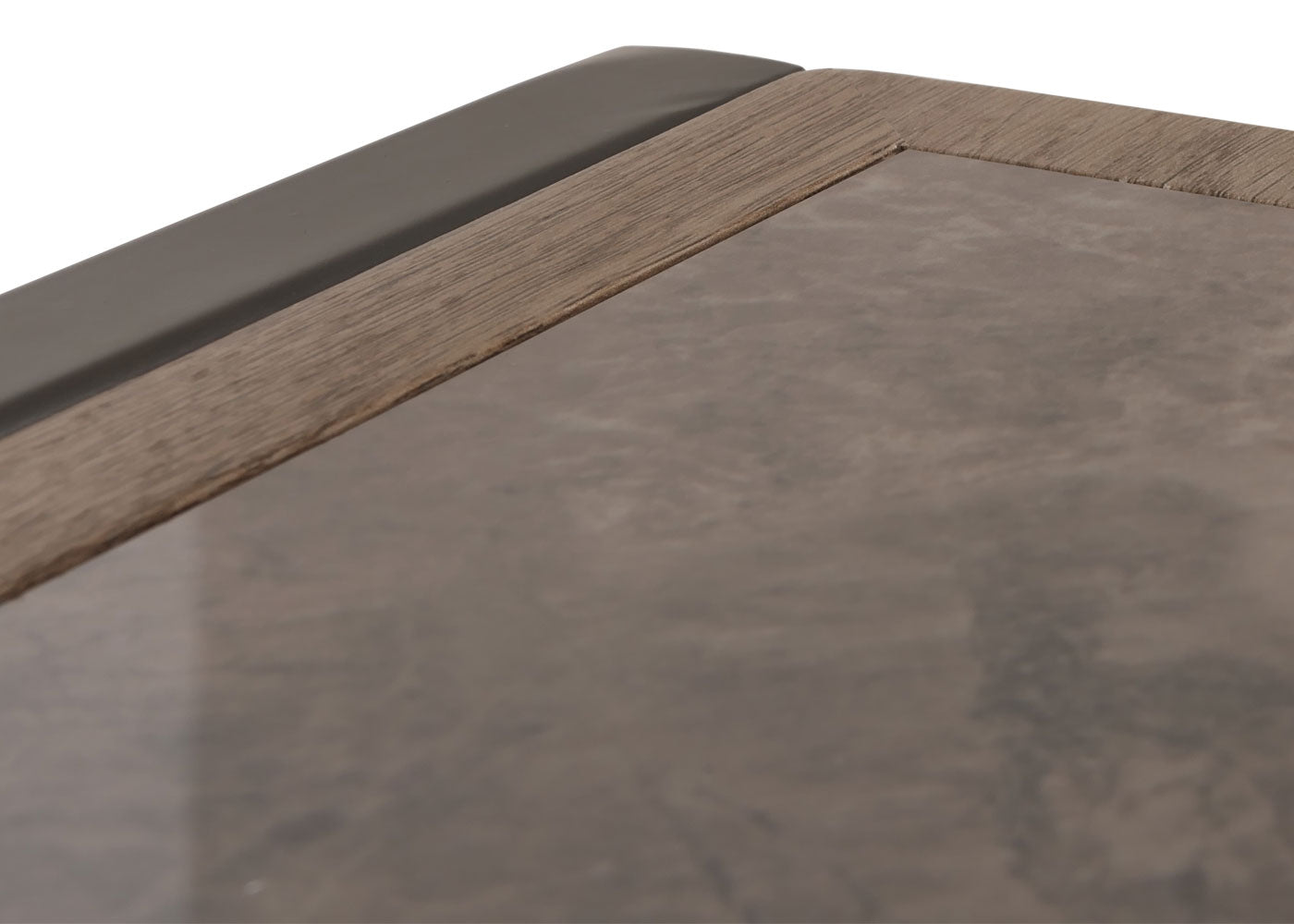 Cosmo Casa - Salontafel - Woonkamertafel - IJzeren Frame - Gesinterde Steen Marmerlook - Grijs en Grijsbruin Hout