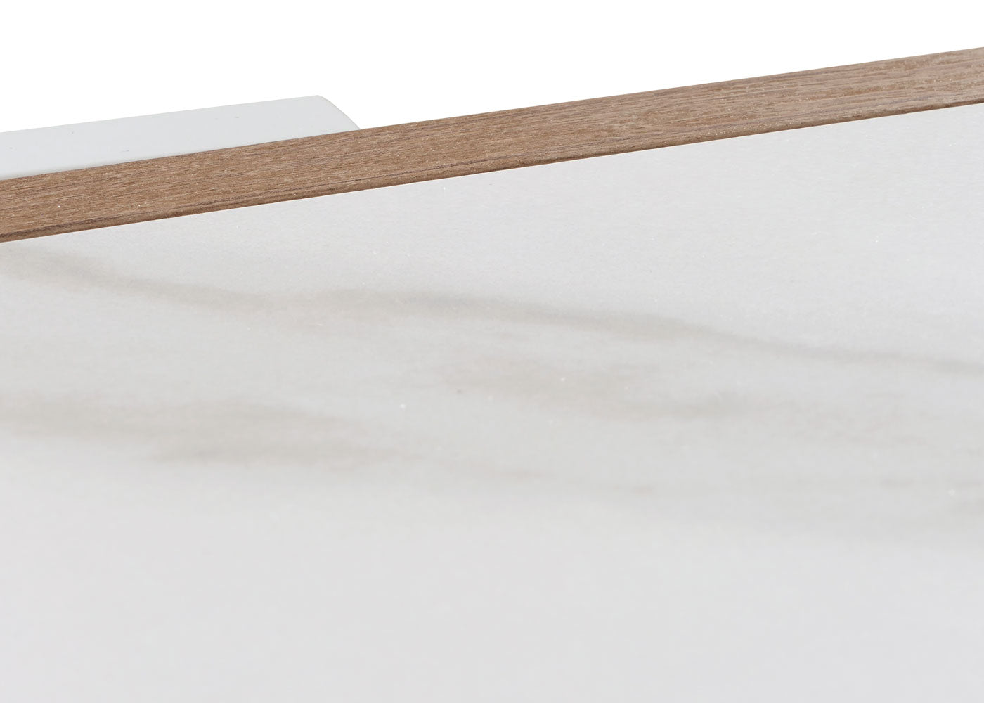 Cosmo Casa - Salontafel - Woonkamertafel - IJzeren Frame - Gesinterde Steen Marmerlook - Wit en Natuurlijk Hout