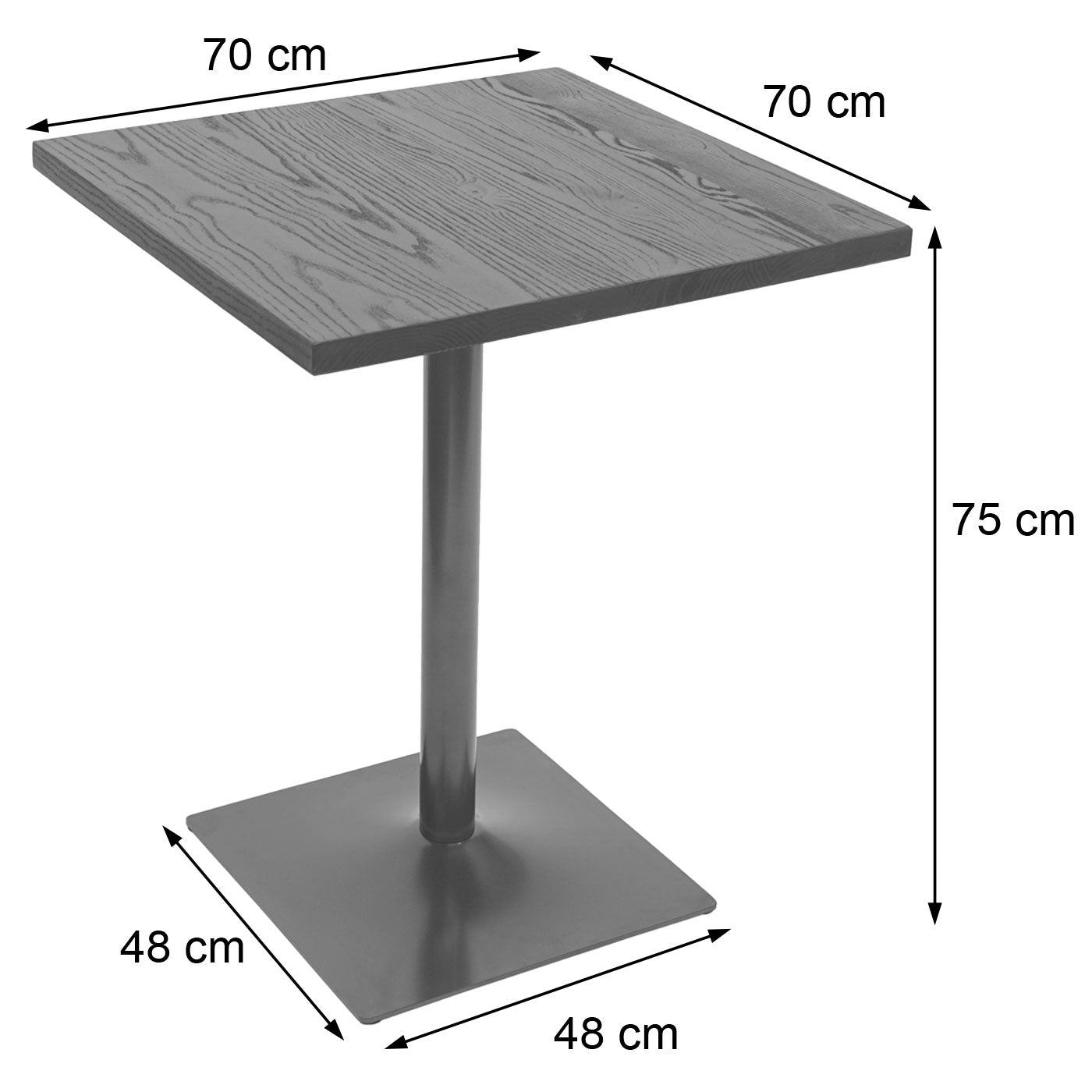 Cosmo Casa - Bistrotafel - Gastro bartafel - Metaal en iep hout - Lichtbruin - 70×70 cm