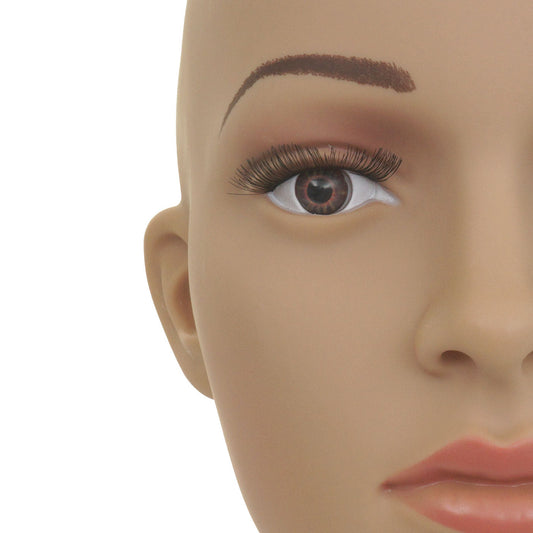 Cosmo Casa - Etalagepop hoofd - Met pruik - Kunststof - Beige - 55 cm