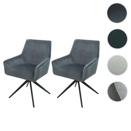 Cosmo Casa - Set van 2 Eetkamerstoelen - Armleuning - Textiel - Donkergrijs