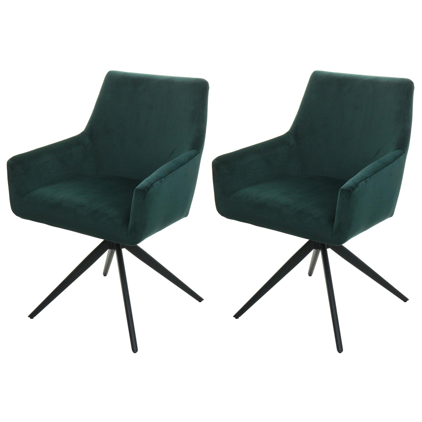 Cosmo Casa - Set van 2 Eetkamerstoelen - Armleuning - Textiel - Groen