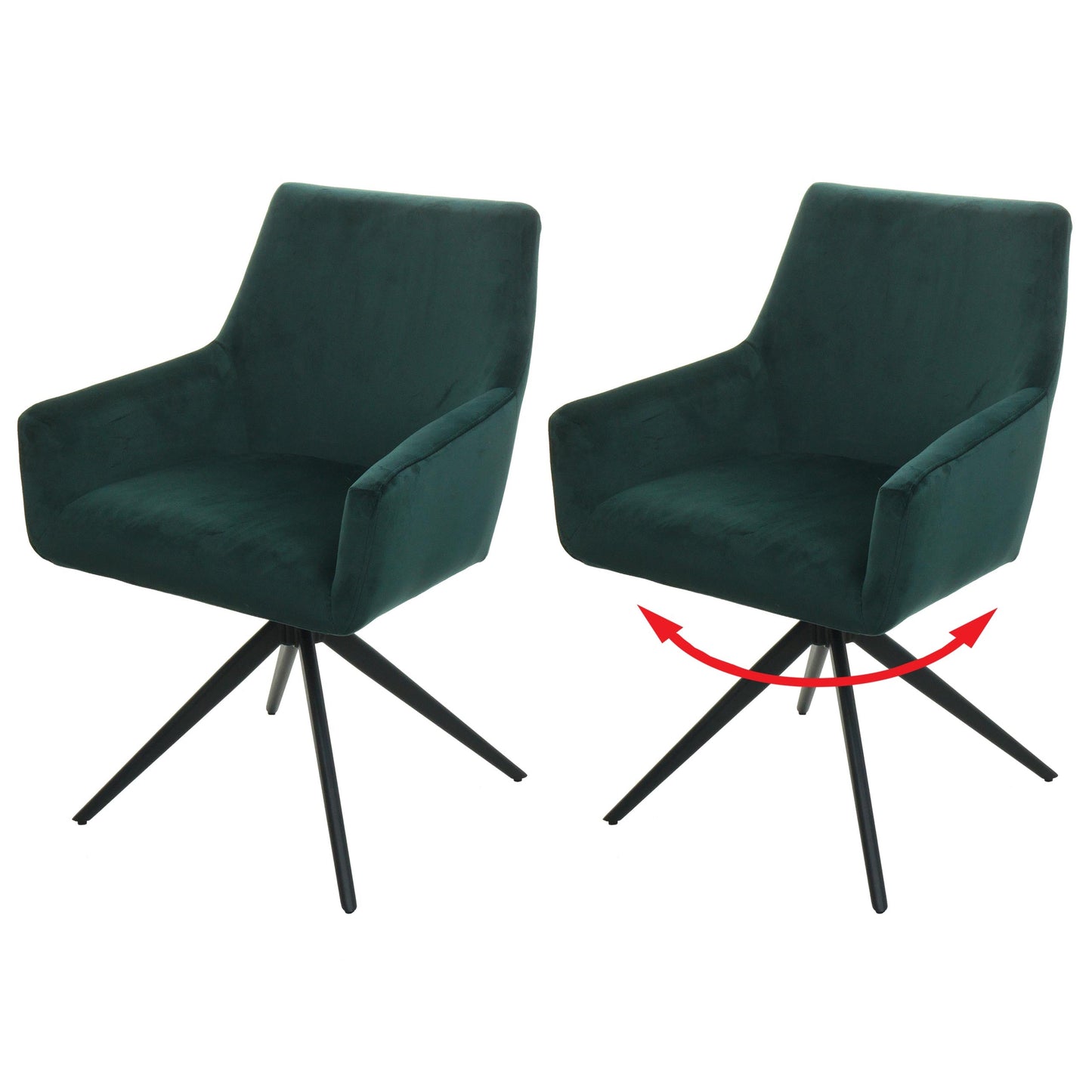 Cosmo Casa - Set van 2 Eetkamerstoelen - Armleuning - Textiel - Groen