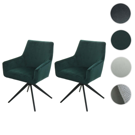 Cosmo Casa - Set van 2 Eetkamerstoelen - Armleuning - Textiel - Groen