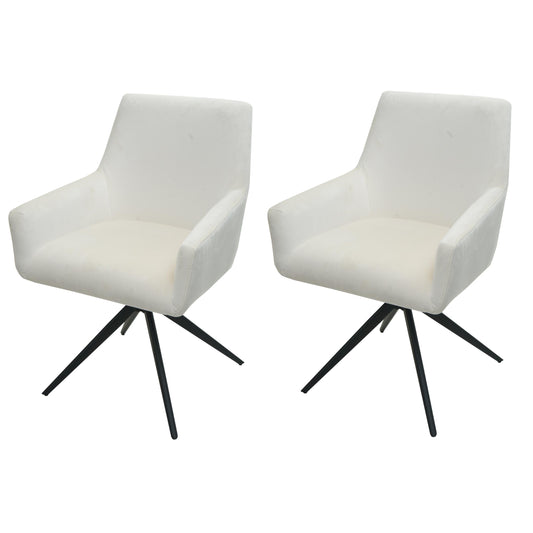 Cosmo Casa - Set van 2 Eetkamerstoelen - Armleuning - Textiel - Crème-Beige