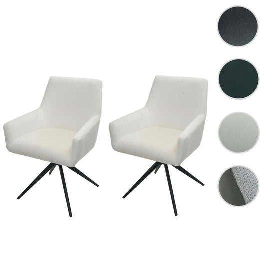Cosmo Casa - Set van 2 Eetkamerstoelen - Armleuning - Textiel - Crème-Beige