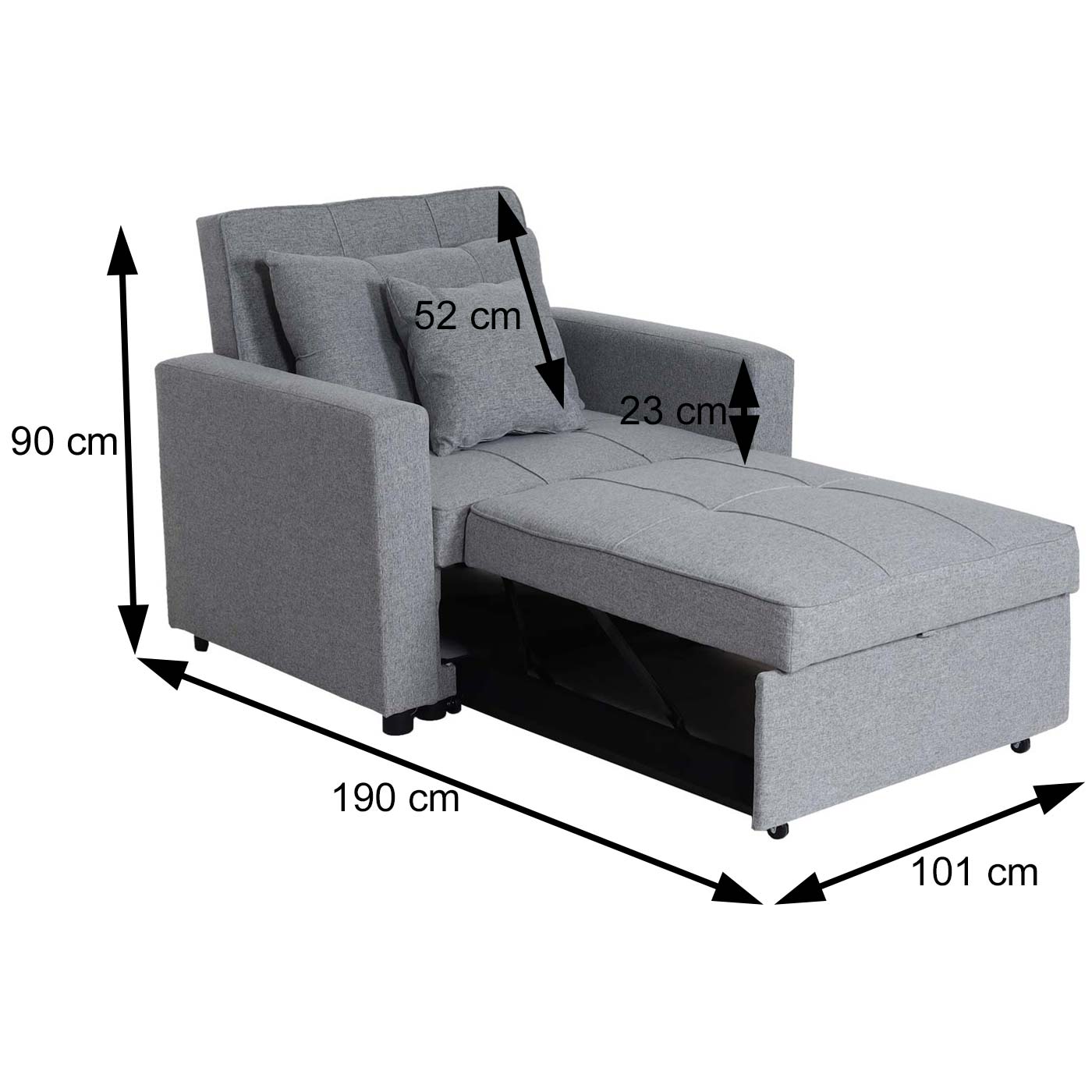 Cosmo Casa - Slaapstoel - Relax-klapstoel slaapbank - Stoftextiel - Lichtgrijs - 197×103 cm